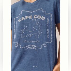 Anthropologie Cape Cod Bennie Printed Cotton-Slub Printed Crew-Neck Tee Pilcro